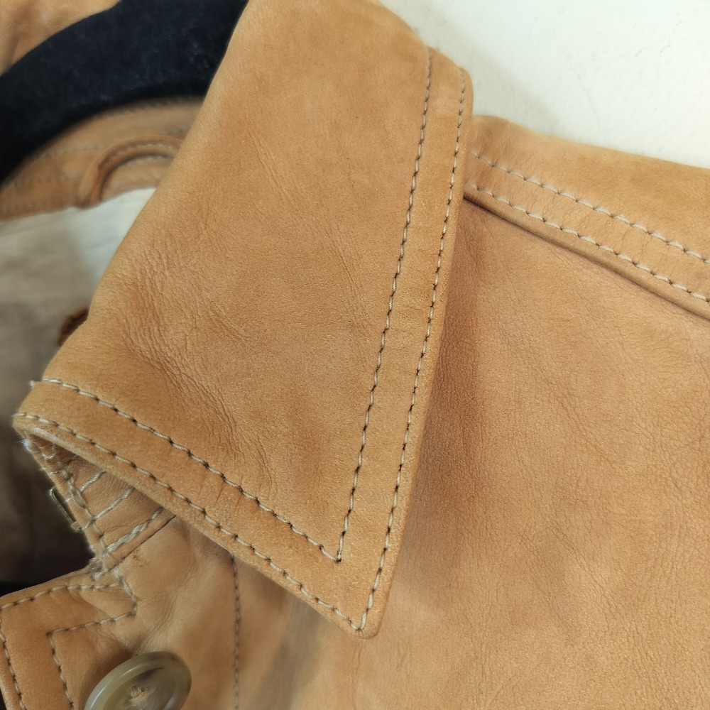 Banana Republic Leather Jacket Womens XS Butterscotch Y2K 2000s Button Up - Picture 7 of 15